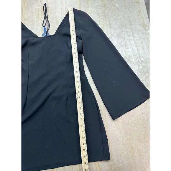 Women’s Zara Ruched Flare Sleeve Black Mini Dress Size M $49.90 - Picture 4 of 7